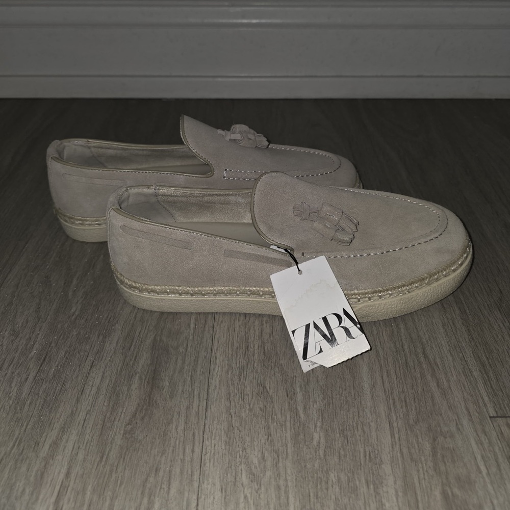 Zara Beige Loafers Casual Suede Unisex Size M 8.5 W 10